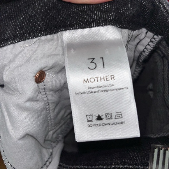 MOTHER High Rise Charcoal Skinny Denim Jeans Raw Hem Size 31 - Picture 3 of 5